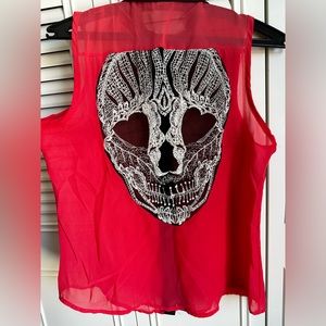 Blu Planet Transparent Top with Skull embroidery back
